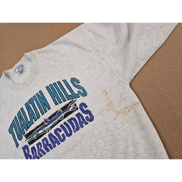 Vintage 80s 90 Jerzees TUALATIN Hills BARRACUDAS Sweatshirt Size Large USA - Picture 11 of 16